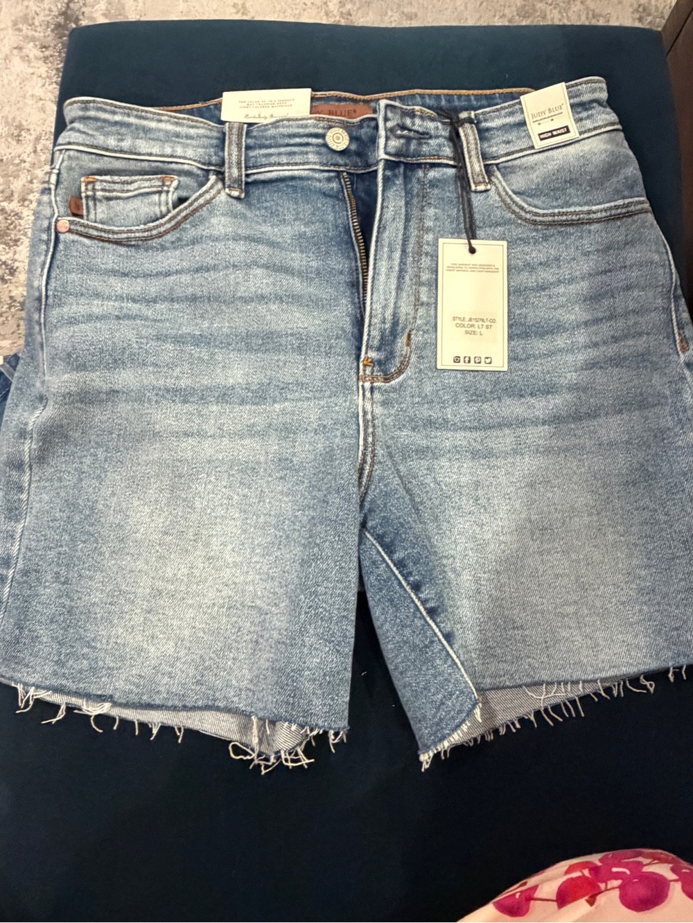 Judy Blue Light Blue High-Rise Raw Hem Denim Shorts